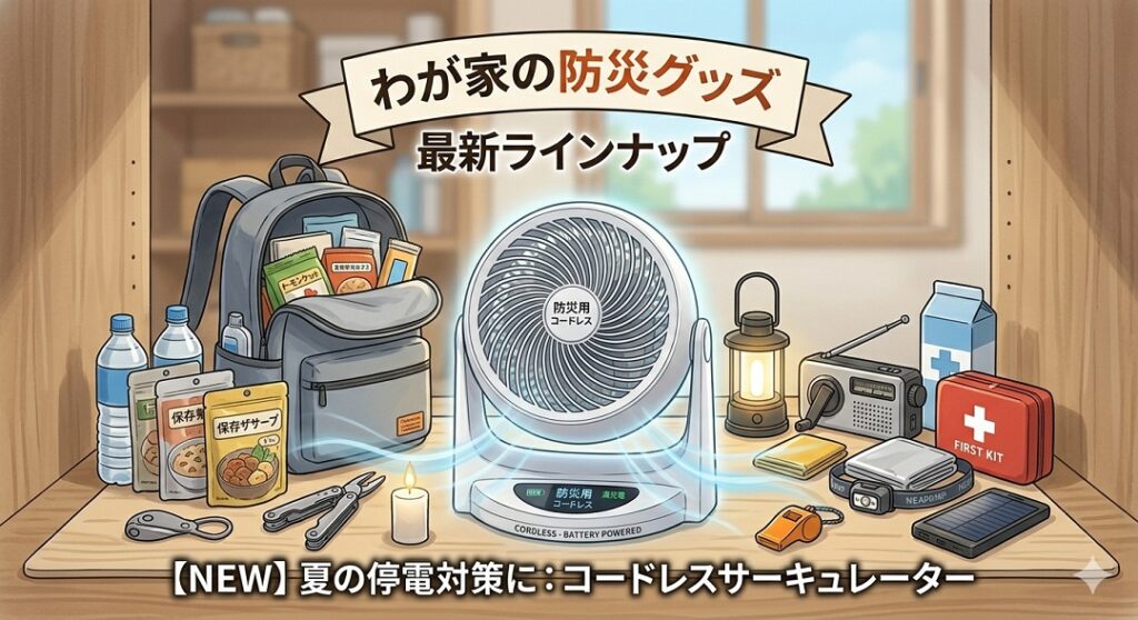 夏の防災グッズにコードレスサーキュレーターも加えてください。
